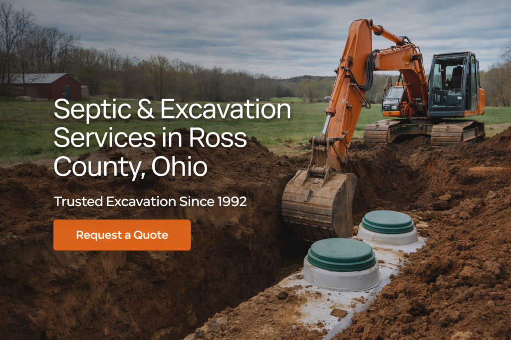 Septic system installation and excavation work in Ross County Ohio by Dan's Excavation